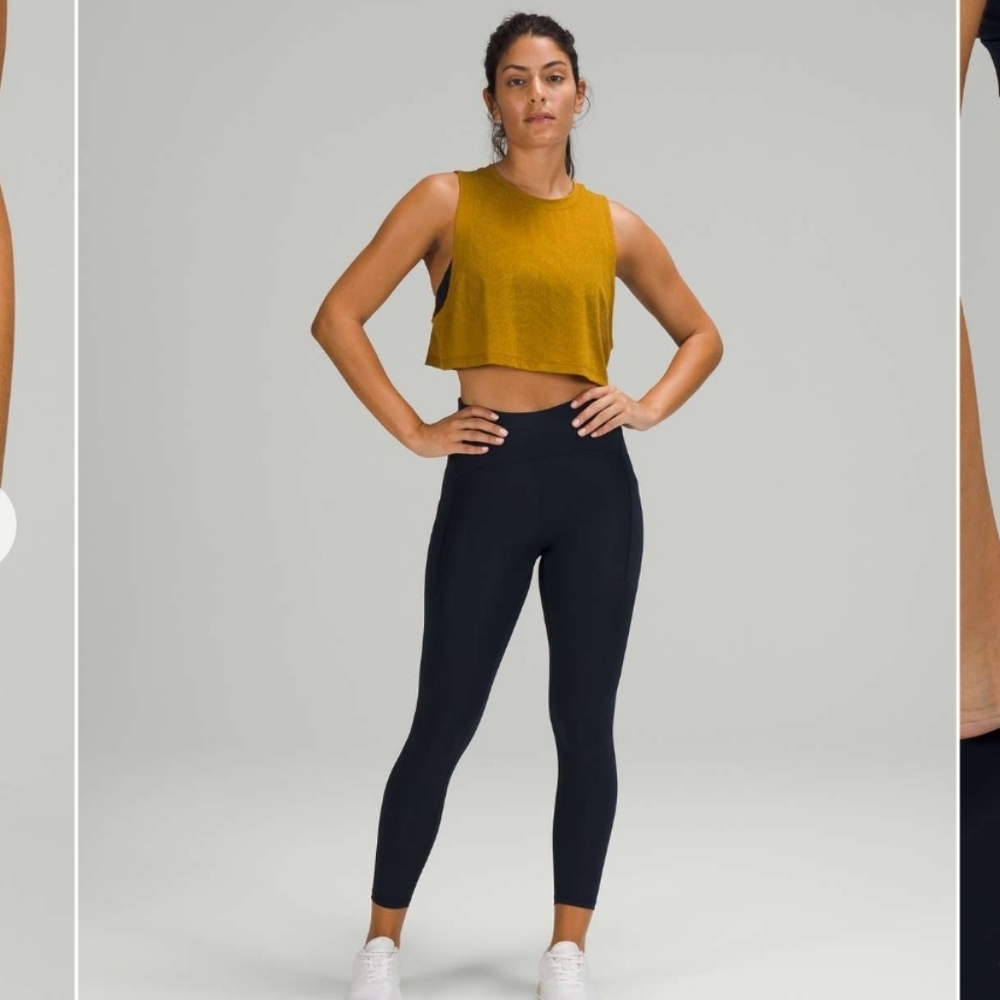 EUC Lululemon Power Thru High-Rise Crop 23" True Navy